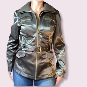 Shiny Etcetera belted jacket or coat Bomber style